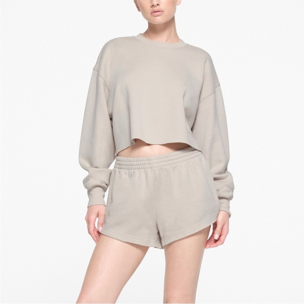 SKIMS COTTON FLEECE CLASSIC SHORT Stone NEW NWT size XL